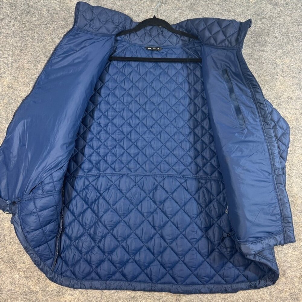 Athleta Navy Blue Quilted Whisper Featherless Jacket Full Zip Coat Performance - Picture 10 of 14
